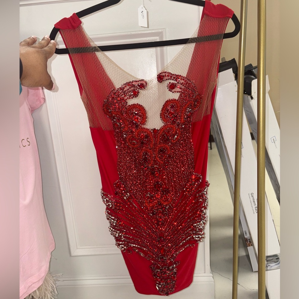 Elegant Red Beaded Dress